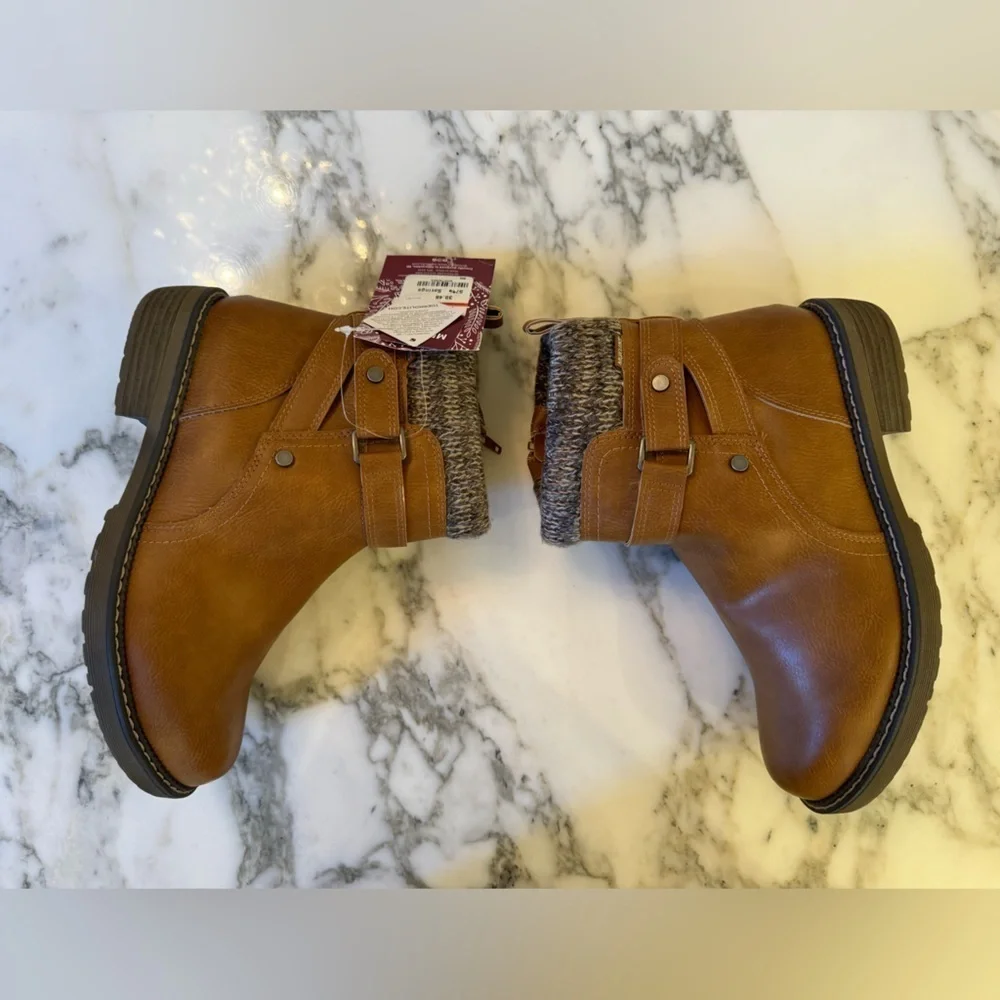 NWT Muk Luks Women’s Garland Gina Knit Cuff Ankle Boots 6.5W - wide size - Picture 11 of 13